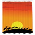 thumbnail image 3 of Wildlife Shower Curtain, Diverse Animals Community Walking in Line Silhouette Idyllic Sunset Hot Climate, Fabric Bathroom Set with Hooks, 69W X 70L Inches, Multicolor, by Ambesonne, 3 of 3