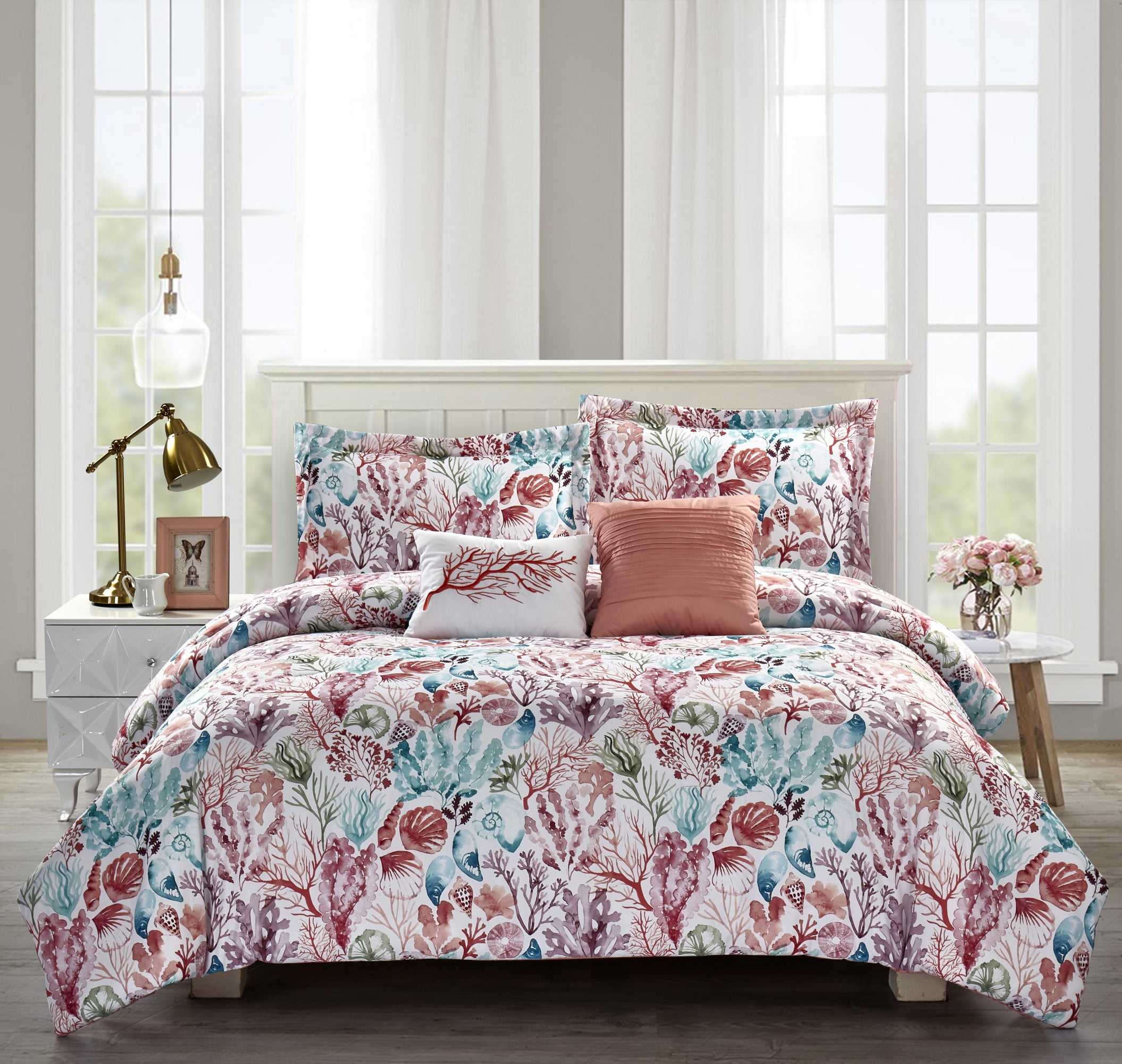 Bloom by Sara Berrenson Coral Sea 5Piece Full/Queen Comforter Set