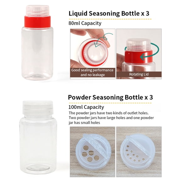 Dispenser Holder,Portable Empty Containers Set With Dispenser Containers Spice Containers