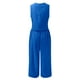 thumbnail image 5 of Conjunto de dos piezas de verano para mujer: top sin mangas con cuello redondo y pantalones anchos, traje de poliéster con detalle de botones, 5 of 5