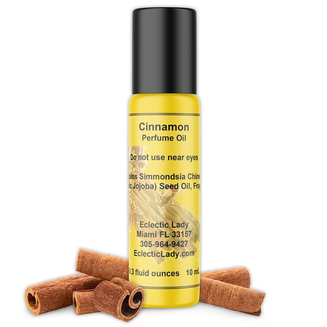Aceite de perfume de canela, fragancia roll-on portátil de 0,3 oz con aroma duradero, deliciosos aceites esenciales y aceite de jojoba para uso diario