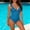04#Sky Blue, variant on Babysbule One-Piece Pleated Belly Swimsuit, Women's Plus Size