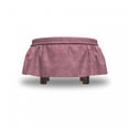 thumbnail image 4 of Floral Ottoman Cover, Thin Lines Peonies Graphic, 2 Piece Slipcover Set with Ruffle Skirt for Square Round Cube Footstool Decorative Home Accent, Standard Size, Pastel Pink and White, by Ambesonne, 4 of 5