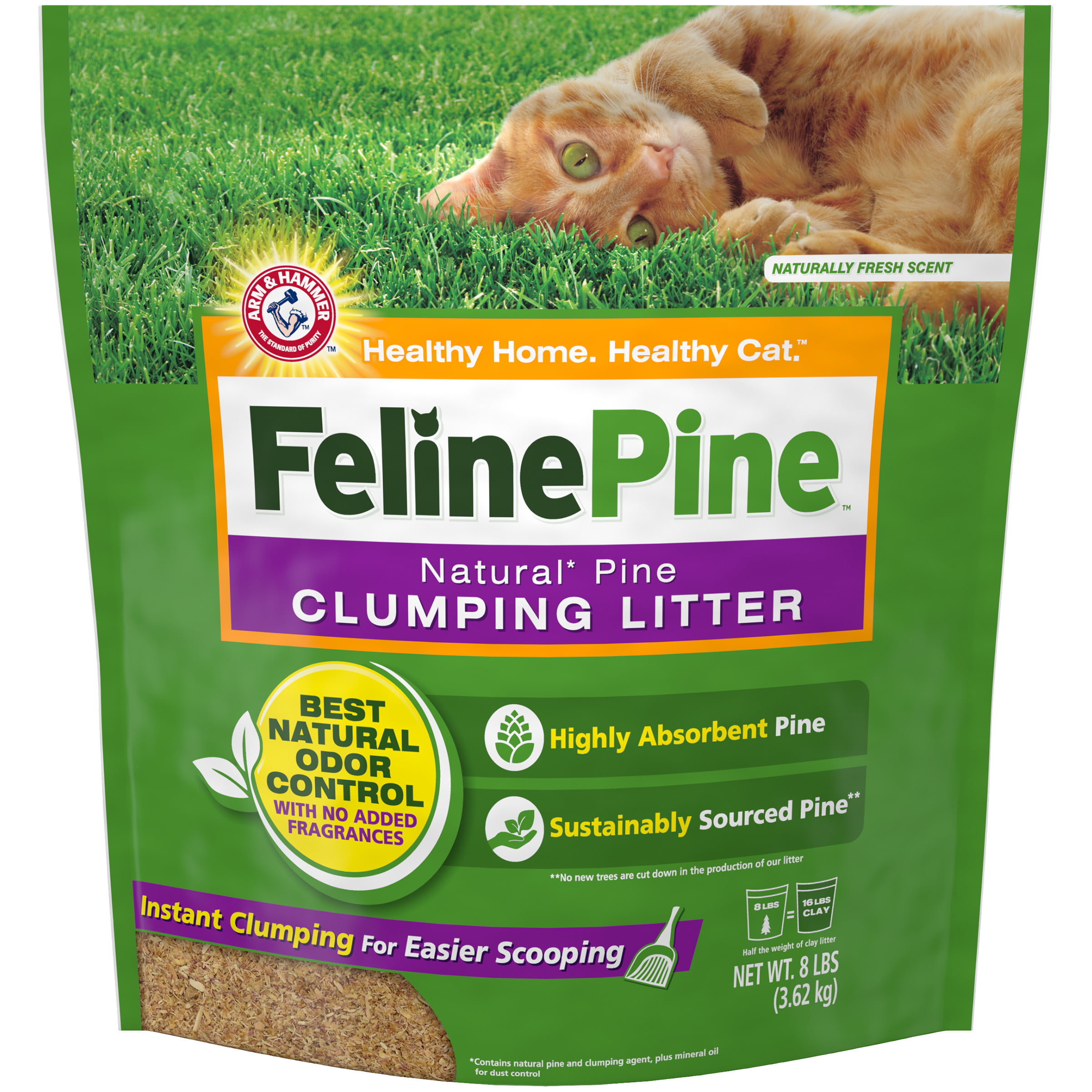 Feline Pine Cat Litter, Natural Pine Clumping Litter, 8lb BrickSeek
