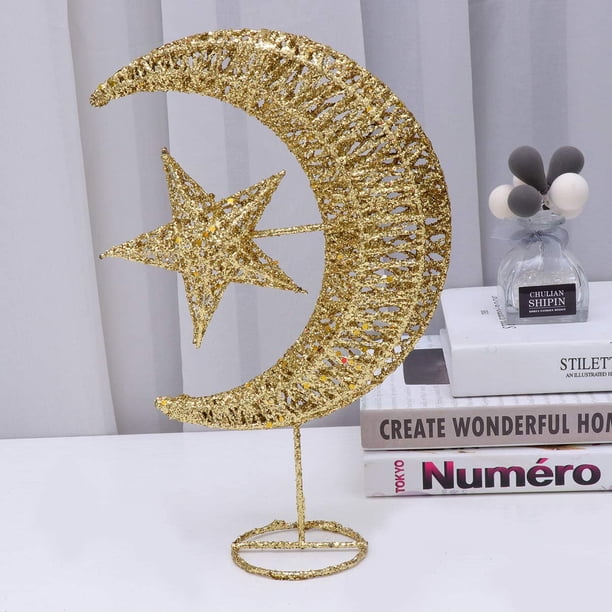 Glittering Moon Star Tree Topper Wrought Iron Treetop 20cm Home ...