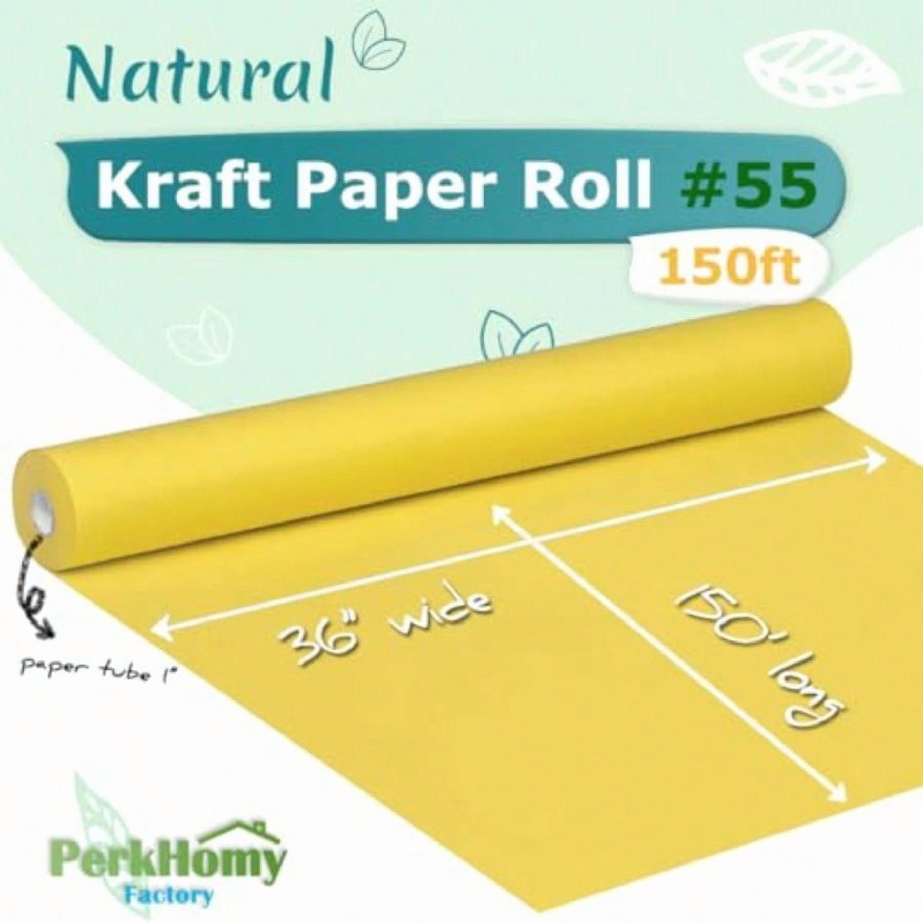 PerkHomy Lemon Yellow Kraft Paper Roll 36 x 1800 150' for Gift Wrapping Bouquet Flower Art Painting Craft Writing Packaging Shipping 80GSM 55LB (Lemon Yellow 36 x 150')