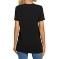 thumbnail image 6 of YI YI Womens Button Down Shirts Short Sleeve Henley Tops V Neck T Shirts Tunic Tops to Wear with Leggings 3XL Black, 6 of 8