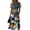 Dark Blue, variant on Vibrant Tropical Hibiscus Print Wrap Dress for Women - V-Neck Short Sleeve High Waist A-Line Midi Summer Beach Vacation Gown, Flowy Boho Holiday Party Dress with Cinched Waist Hot Pink S