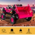 thumbnail image 3 of FINITO 12V 10Ah Ride on Toy for Toddlers, Powerful 4 Wheels Electric Dump Truck, 2 Seater Kids Ride on Car w/Parent Remote Control, Music Bluetooth Shove, Pink, 3 of 9