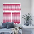 thumbnail image 2 of Kitchen Window Curtains Valance and Tier Set, Pink Gradient Stripe Texture Rod Pocket Tier Curtains and Valance 3 Piece Set, Minimalist Modern Color Art Window Treatment for Bedroom Living Room, 2 of 9