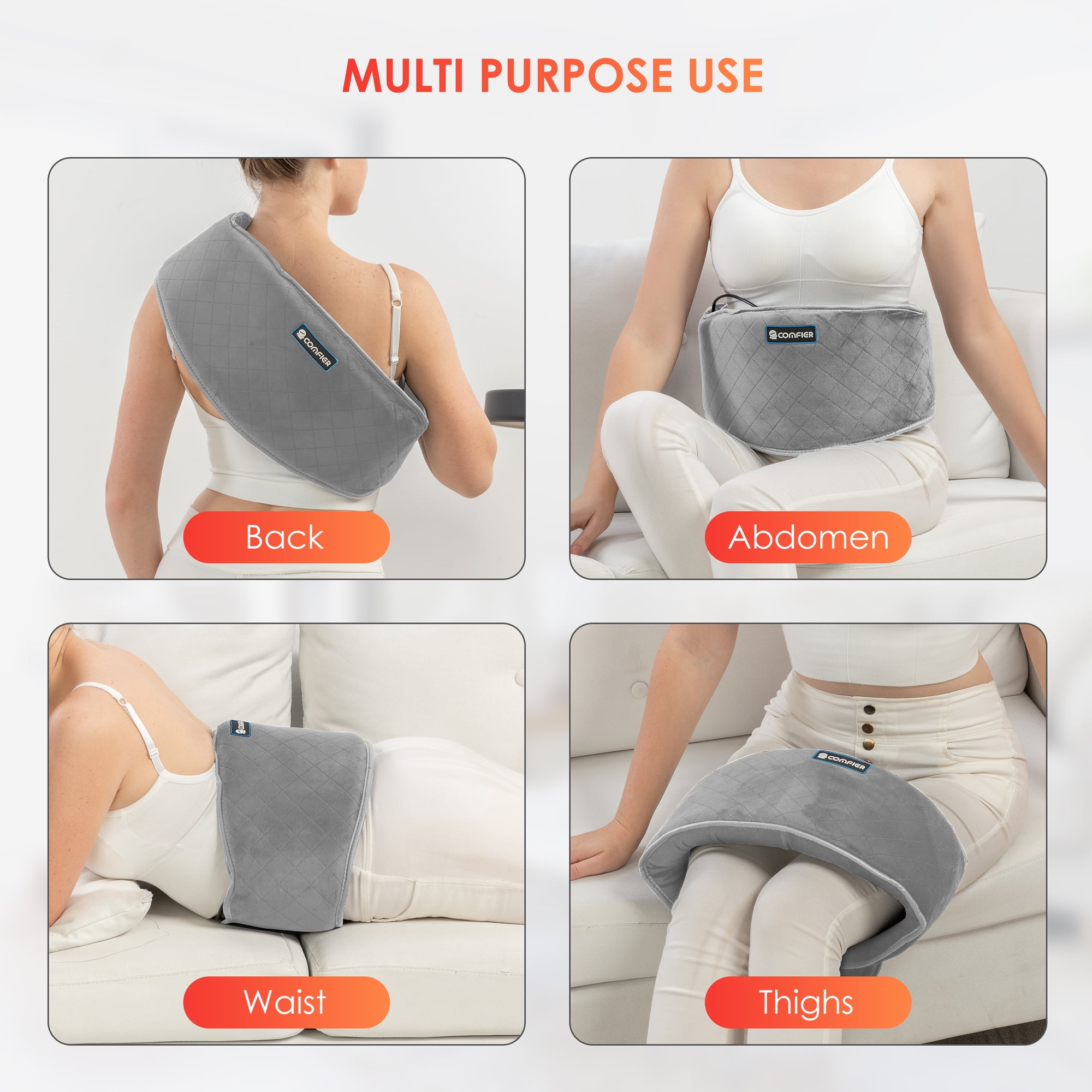 COMFIER Lower Back Massager Heating Pad for Back Pain Relief, Gifts for  Her/Him, Adjustable Heat & Massage Modes Massage Heating Belt, Heated Pad  for
