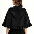 thumbnail image 4 of Women Short Red Velvet Ruffle Hood Cape,Halloween Christmas Cloak Costume, 4 of 6