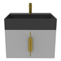 Amazon 24" Gray Wood Floating Vanity with Black Top and Gold Trim