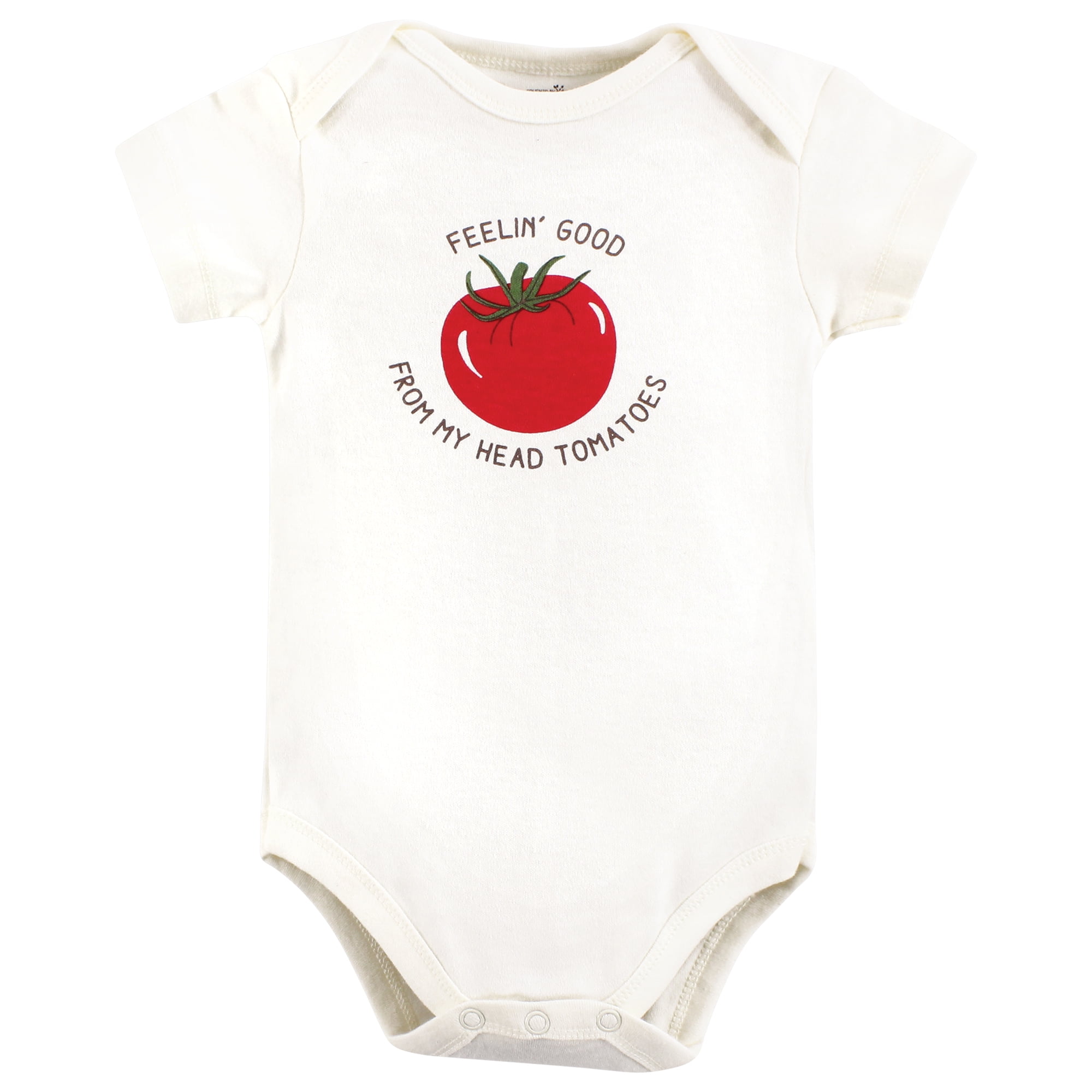 Touched by Nature Unisex Baby Organic Cotton Bodysuits, Happy Veggies, 18-24 Months