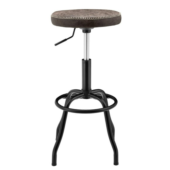 Eaton PU Leather Gaslift Backless Swivel Bar Stool - Vintage Coffee Brown
