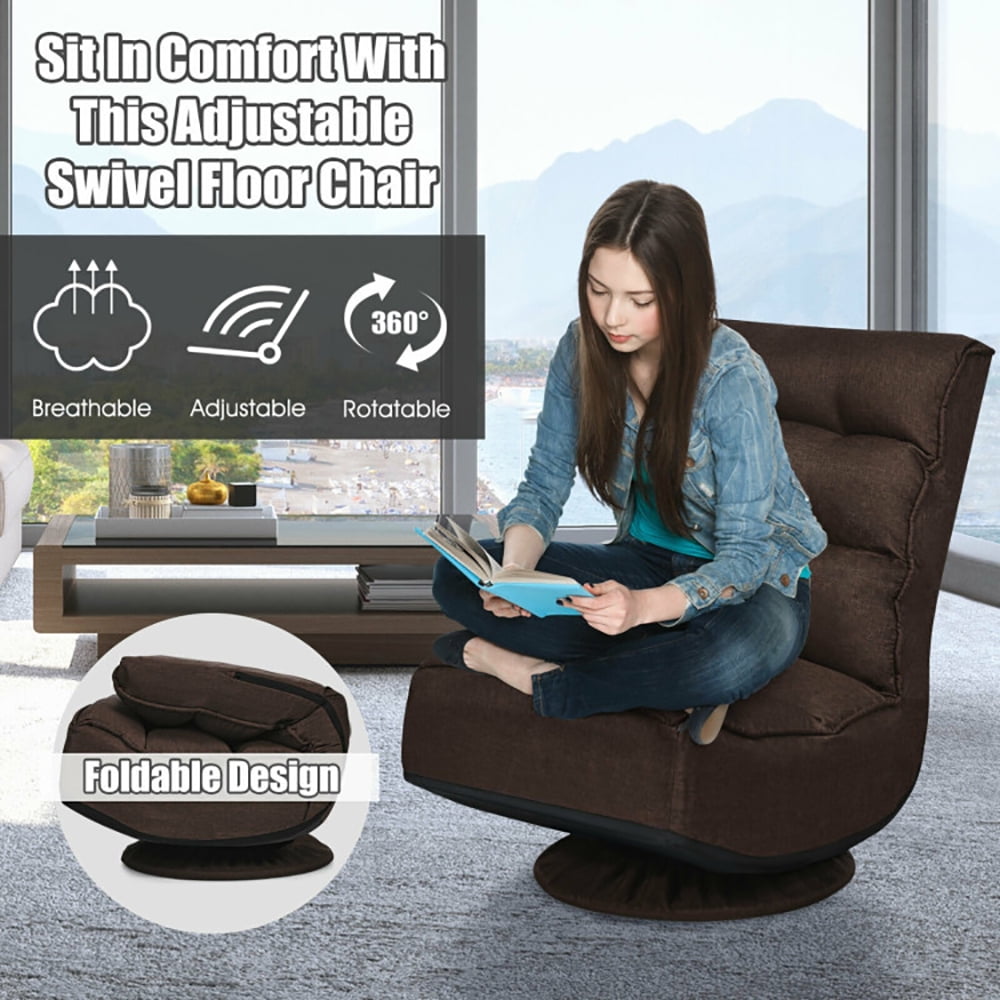 Finihen Folding Lazy Sofa Chair, Floor Chair, 5-Position Folding Floor Gaming Chair, for Living Room, Bedroom, for Gaming, Reading, Brown Finihen Folding Lazy Sofa Chair, Floor Chair, 5-Position Folding Floor Gaming Chair, for Living Room, Bedroom, for Gaming, Reading, Brown