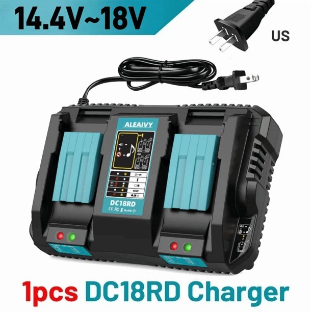 DC18RD 18V Dual Charger para Makita BL1830 BL1415 BL1430 BL1840 BL1850 BL1860 Reemplazo de Batería de Iones de Litio de 14,4v-18v 3A Charger