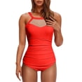 thumbnail image 5 of yoeyez Women's Bikini Swimsuits,Ladies One Piece Mesh Swimsuitsbikini Set Sleeveless Solid Color Push Up Bathing Suits for Women Orange,2XL, 5 of 5