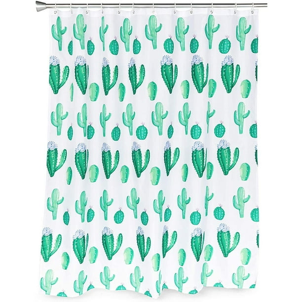 Green Cactus Bath Shower Curtain Set Polyester With 12 Hooks For Western Bathroom Decor 71 X70 White Walmart Com Walmart Com