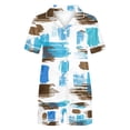 thumbnail image 3 of Zpanxa Womens Pajama Sets Casual Printed Turndown Collar Short Sleeve Blouse Fashion Short Pants Pajamas Suit Light Blue C S, 3 of 4