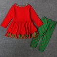 thumbnail image 3 of Conjunto de 2 piezas de camiseta y pantalones de lunares con estampado de ciervos de manga larga para niñas y bebés de Navidad, 3 of 5