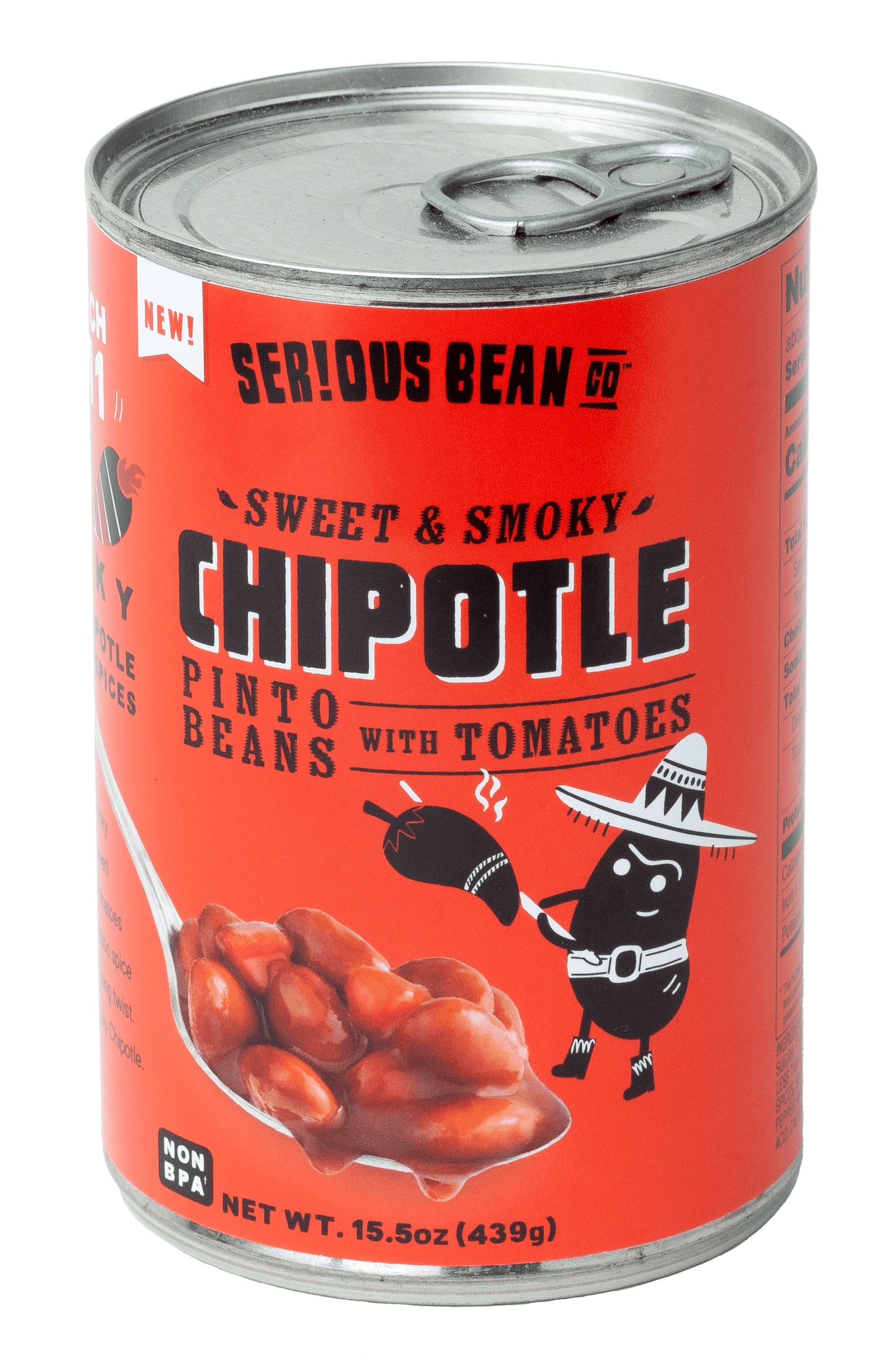 Serious Bean Co Sweet & Smoky Chipotle Pinto Bean with Tomatoes, 15.5