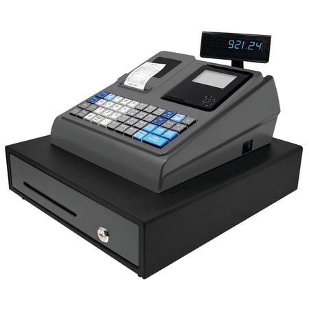 Generic Small Business Cash Register POS System with Quick Load Thermal Printer, 4400 Lookups, 45 Departments, 45 Clerks, Steel Cash & Coin Drawer, Black