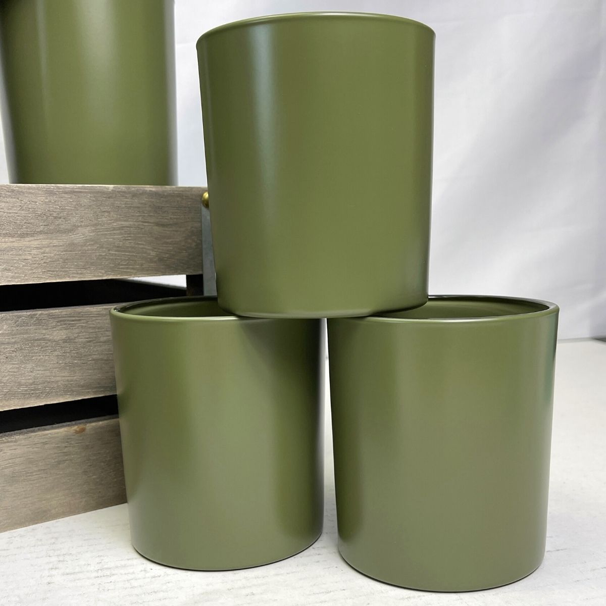 14 oz. Havana Matte Olive Empty Candle making Jar candle vessels for DIY candle-making projects (Box of 12) FREE SHIPPING