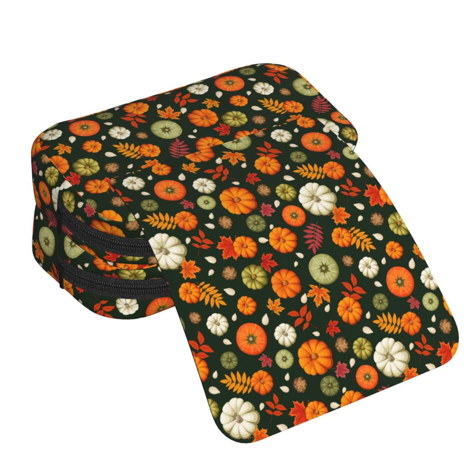 Rateoe Harvest Pumpkins Pattern Double Clamshell Pen Case, Storage Organizer with Two Zipper Compartments– Holds Up to 50 Pencils & Pens