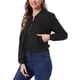 thumbnail image 4 of Chaqueta de mujer INSPIRE CHIC de ante sintético, abrigo corto con cuello alzado, cierre de cremallera, chaquetas de moto bomber XL negra, 4 of 5