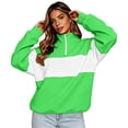 thumbnail image 4 of Womens Sweatshirts Half Zip Stand Neck Pullover Tops Color Match Quarter Zipper Fall Winter Fashion Shirts Green XL, 4 of 8
