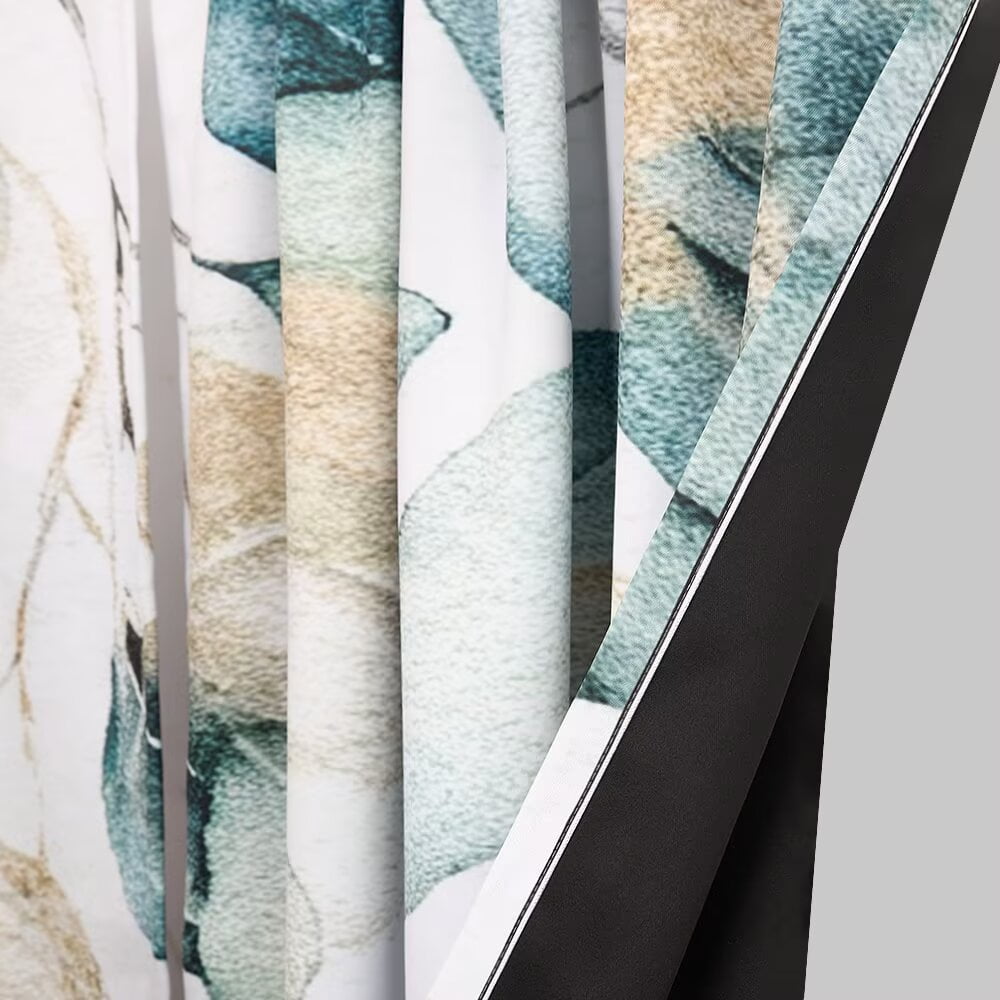 Lfeey Plant Printed White Curtains, Room Darkening for Bedroom Living Room Decor, Rod Pocket Design, 63 Inch Length, 2 Panels