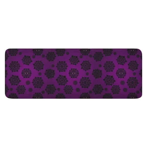 Purple Gothic Floral Pattern Kitchen Rug Mat,Kitchen Runner Rugs Non Skid Washable,Decorative Kitchen Floor Mats for Kitchen,Sink,Laundry,17"x47.2"
