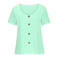 thumbnail image 3 of AOOCHASLIY Travel T Shirt Women's Large U Neck Knit Women's Elegant Hollow Court Lock Top Delicate Button Tops, 3 of 4