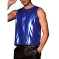 thumbnail image 4 of INSPIRE CHIC Metallic Tank Tops for Men's Holographic Sleeveless T-Shirt Disco Party Shiny Vest M Blue, 4 of 6