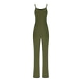 thumbnail image 4 of Gaecuw Dressy Jumpsuits for Women Sleeveless Cold Shoulder Spaghetti Strap Overall Square Neck Band Collar Solid Onesie One Piece Outfits Casual Seamless Long Pants Summer Romper Ankle Length Trousers, 4 of 6