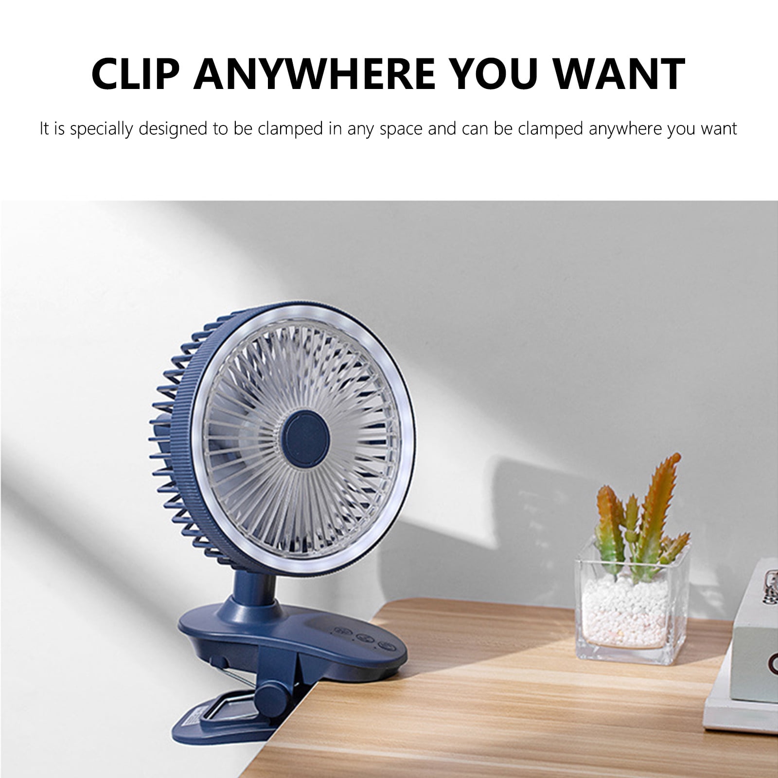 Wovilon 2400mAh Rechargeable Clip On Fan With, 3 Speeds Portable Desk Fan For Treadmill, Cart, Bed, Car Seat, Baby Stroller