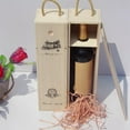 thumbnail image 3 of Wooden Box with Rope Carry Handle with Lid Wooden Packaging Box Single Bottle Gift Boxes Decorative Carrier Case for Anniversary, 3 of 8