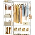 thumbnail image 1 of Clothing Rack, Portable Wardrobe Closet Organizers and Storage for Clothes with Closet Rod, Clothing Rack with Shelves Garment Rack Clothes Rack Rangement Garde Robe (White), 1 of 16