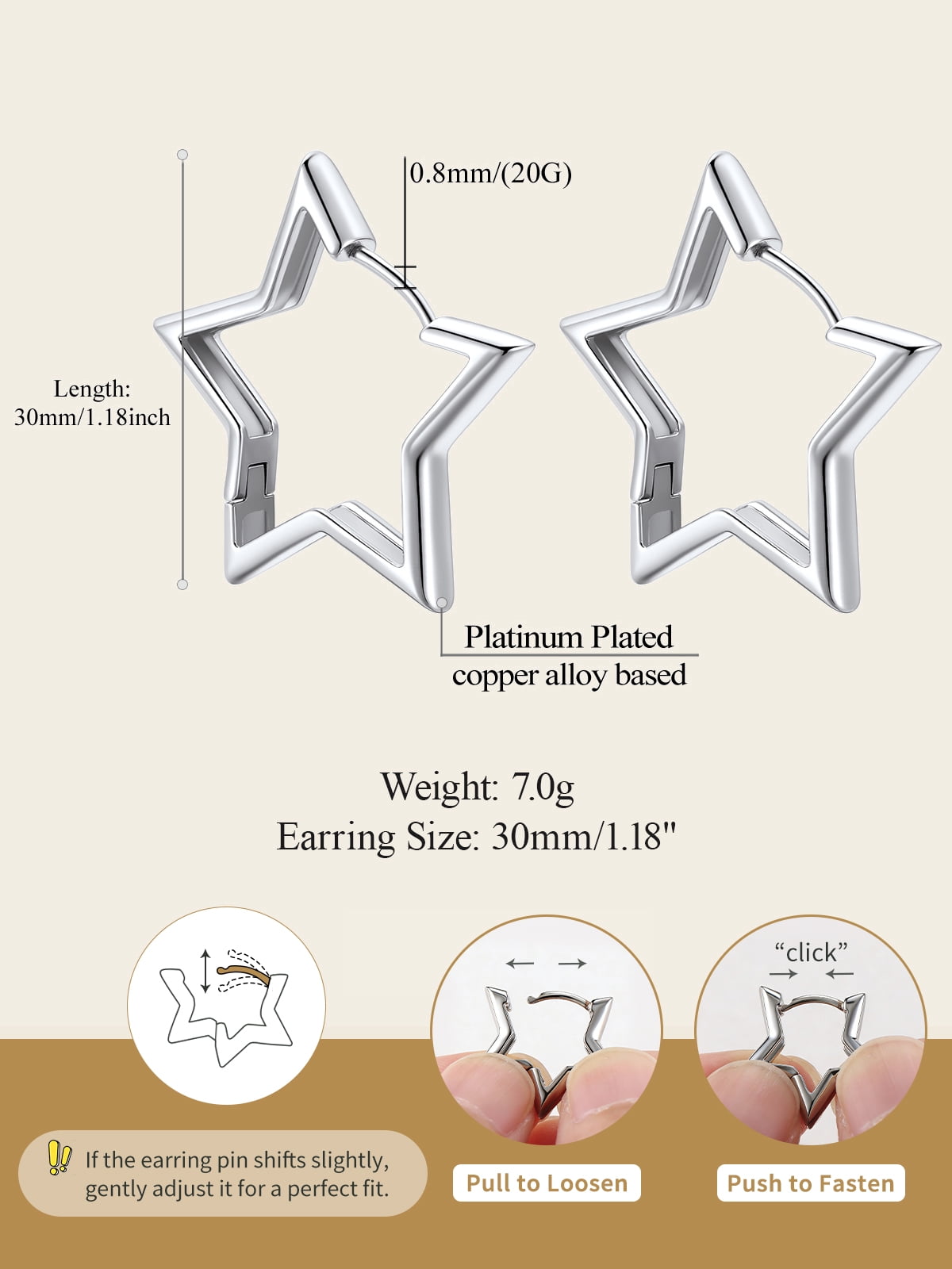 FindChic Star Earrings for Women, Silver Huggie Hoops Small Hoop Earrings Birthday Graduation Mothers Day Jewelry Gifts Her Mom Adults Ideas, 30mm