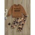 thumbnail image 2 of Bagilaanoe 2PCS Toddler Baby Girl Long Pants Set Letter Print Long Sleeve Sweatshirt Tops + Camouflage Sweatpants 1T 2T 3T 4T 5T 6T Kids Casual Sweatsuits, 2 of 8