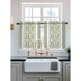 thumbnail image 2 of Sage Green Daisy Tier Curtains 36 Inch Length,Sheer Curtains for Bedroom Living Room Window Farmhouse Floral Green Striped Rod Pocket Drapes Kitchen Curtains Small Half Window 27.5"x36" 2 Panels, 2 of 6