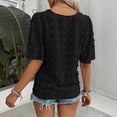 thumbnail image 6 of VBVC Women's Floral Lace Dot V Neck Blouse , Ladies' Ruffle Short Sleeve Casual Top , Eyelet Textured Shirts For Women,Black,S-2XL, 6 of 8