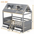 thumbnail image 2 of Twin Size Wood Platform Bed Frame with Roof and Fence, Gray (Bed Frame for Bedroom), 2 of 19