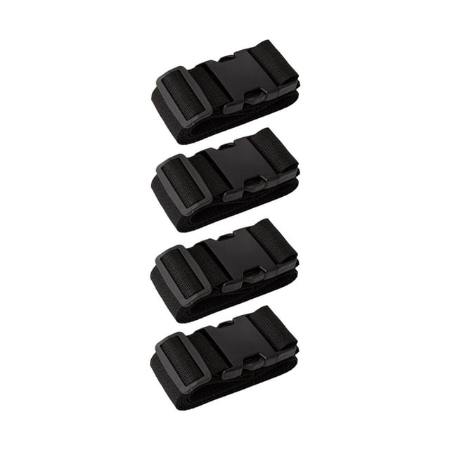 4 correas para equipaje que mantienen la maleta unida para el conector de cinturones de viaje. Negro