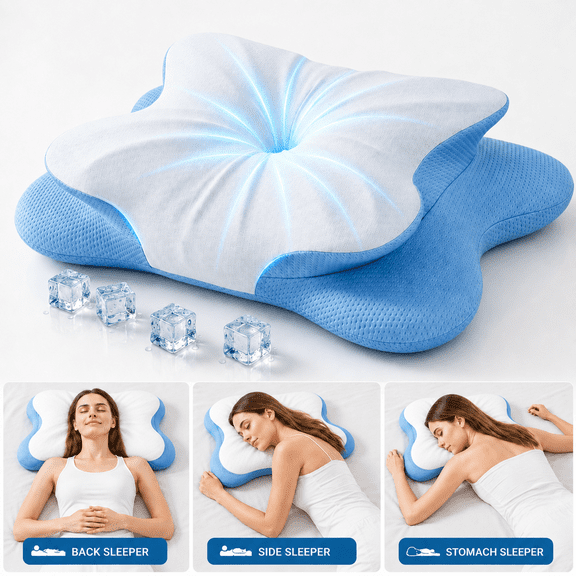 Ergonomic Cervical Neck Pillow for Sleeping, Memory Foam Pillow with 4-Zone Support, Cooling Breathable Design, Neck Pain Relief Pillow for Side Sleepers & Back Sleepers, Orthopedic Contour Pillow fo