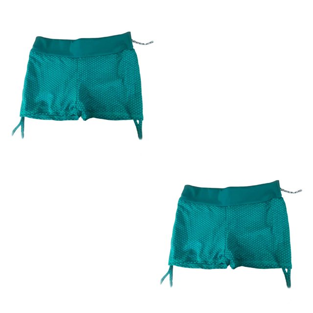 Qarigey Pantalones cortos de nido de abeja para mujer, mallas cortas de levantamiento de cadera de melocotón de cintura alta, pantalones de Verde SG 2piezas
