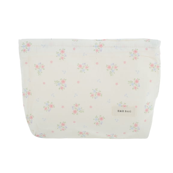 Unique Bargains 1 Pc Lightweight Clutch Floral Large Makeup Bag for Vacation Pink Canvas