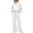 thumbnail image 2 of Huankd Womens 2 Piece Outfits Sweatsuit Set Oversized Half Zip Sweatshirt Wide Leg Sweatpants Lounge Set Tracksuit White L, 2 of 5