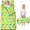 Green Dinosaurs Cacti Hearts, variant on Dinosaur Pattern with Text Elements Teens Toddler Nap Mat with Pillow, Sleeping Mat Bag for Preschool Daycare 59"x22"